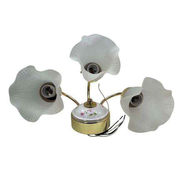 Victorian Underwriters 3 Arm Tulip Light Wall Sconce Lamp Floral Porcelain VTG - Picture 15 of 16